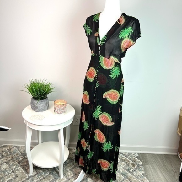 Reformation Womens Button Front Hydrangea Midi Dress size XS - Picture 3 of 16